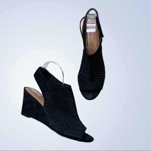 Style & Co. Shoes Style Co Laser Cut Faux Black Suede Open Toe